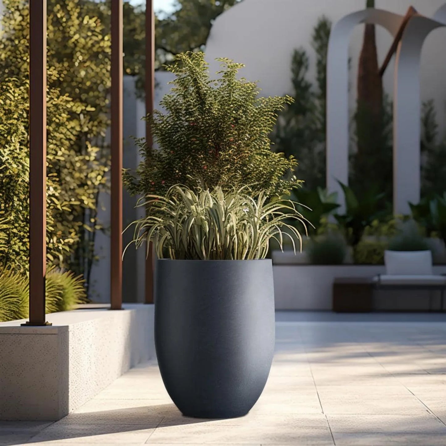 Extra Large Tall Round Concrete Plant Pot / Planter - Alia's Home Things  