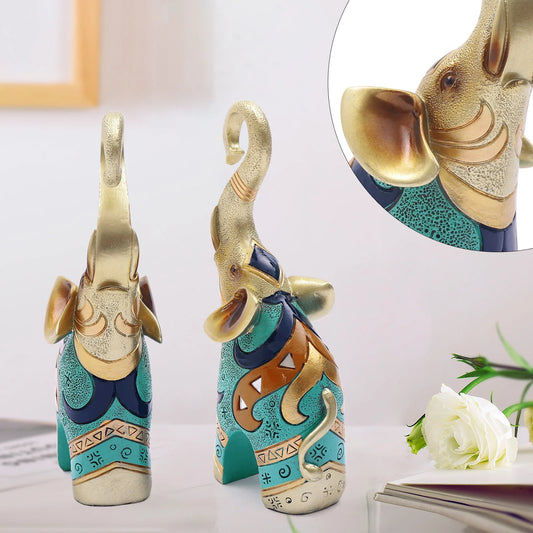 2 PCS Feng Shui Pair of Resin Elephant Statue - Alia's Home Things  