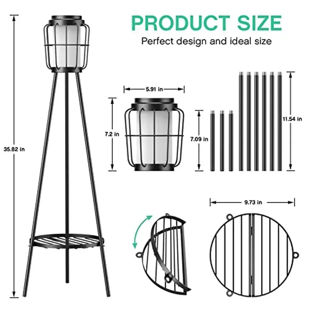 Pack of 2 Solar Floor Lamps with Plant Stand - Alia's Home Things  