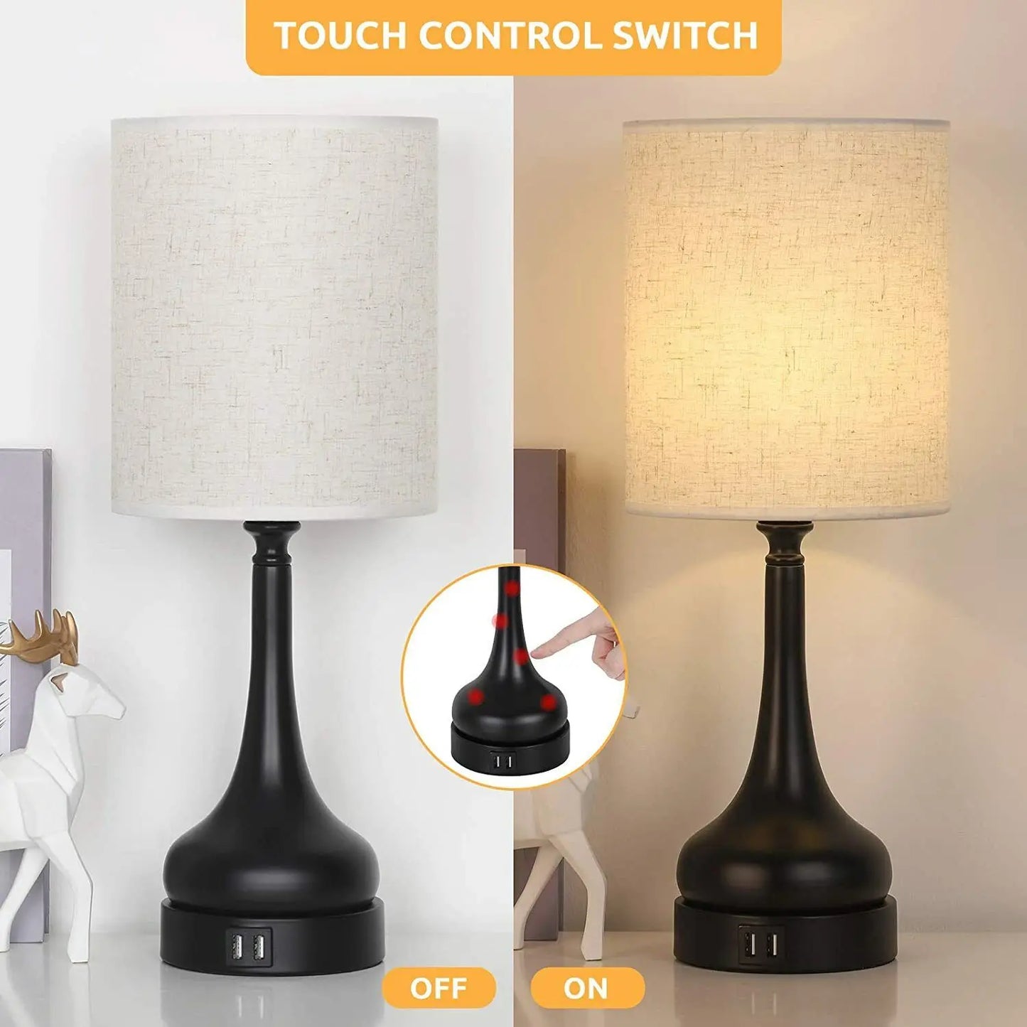 Bedside Lamp Set of 2 with Touch Control - Alia's Home Things  
