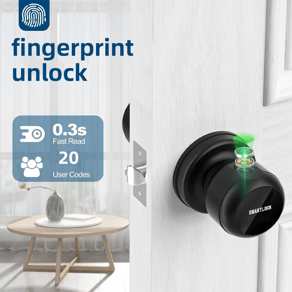 Round Knob Fingerprint Smart Lock - Alia's Home Things  