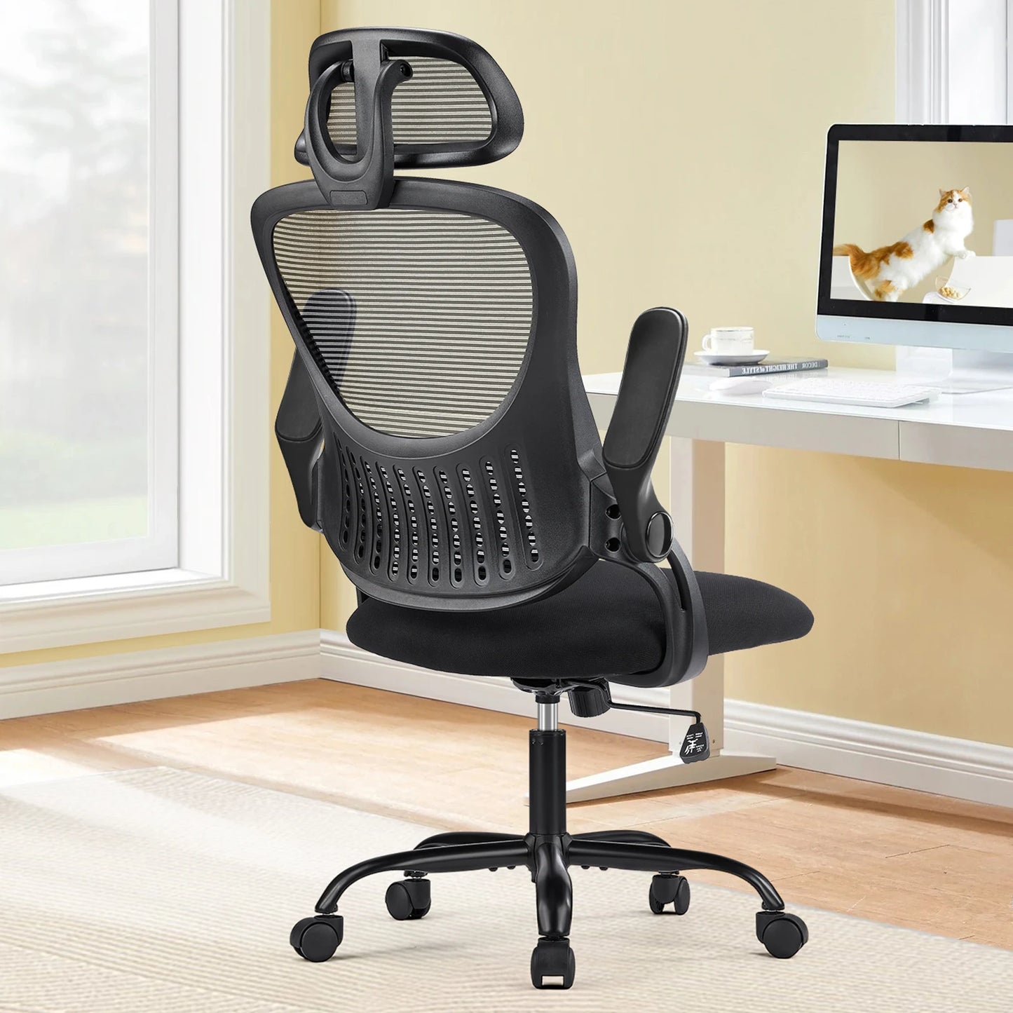 JHK Mesh Ergonomic Office Desk Chair Flip-up Arms - Alia's Home Things  
