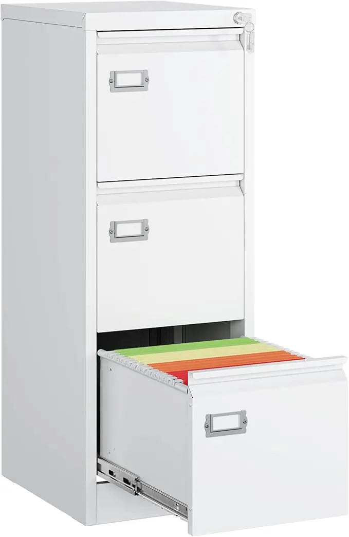 File Cabinet, White Vertical Filing Cabinets with Lock - Alia's Home Things  