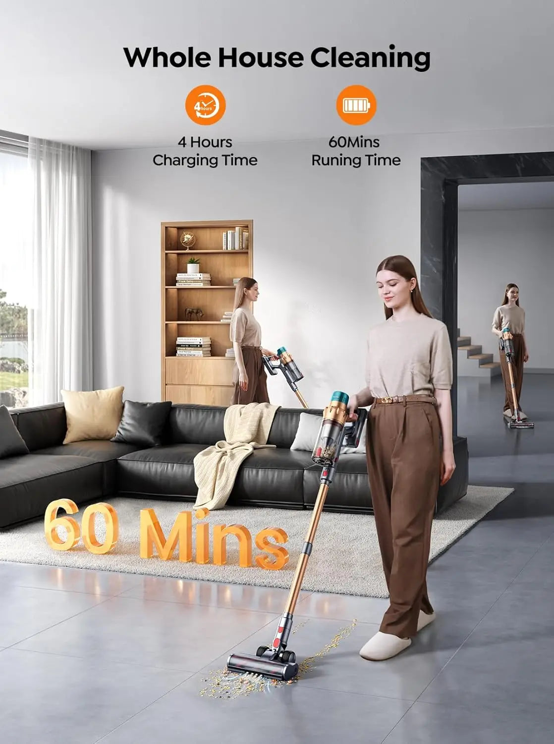 Cordless Vacuum Cleaner, 550W 45KPA 60 Mins Runtime - Alia's Home Things  