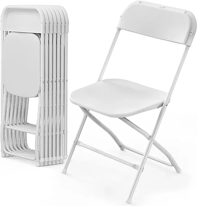 Plastic Folding Chairs Stackable - White/Black - Alia's Home Things  
