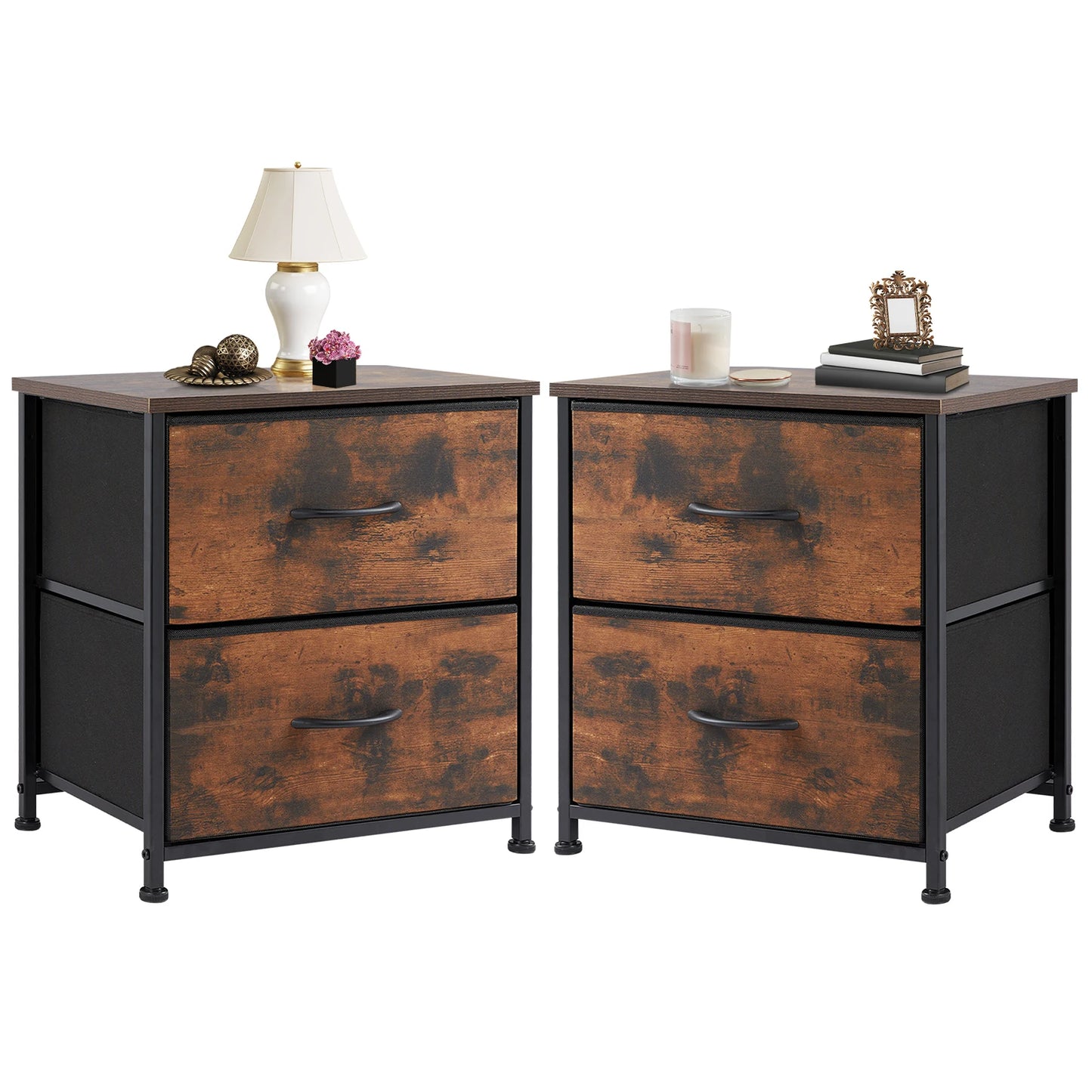 Nightstand With 2 Fabric Drawers - Alia's Home Things  