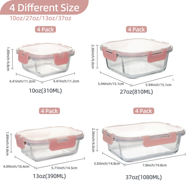 16-Piece Glass Food Storage Containers Set - Alia's Home Things  