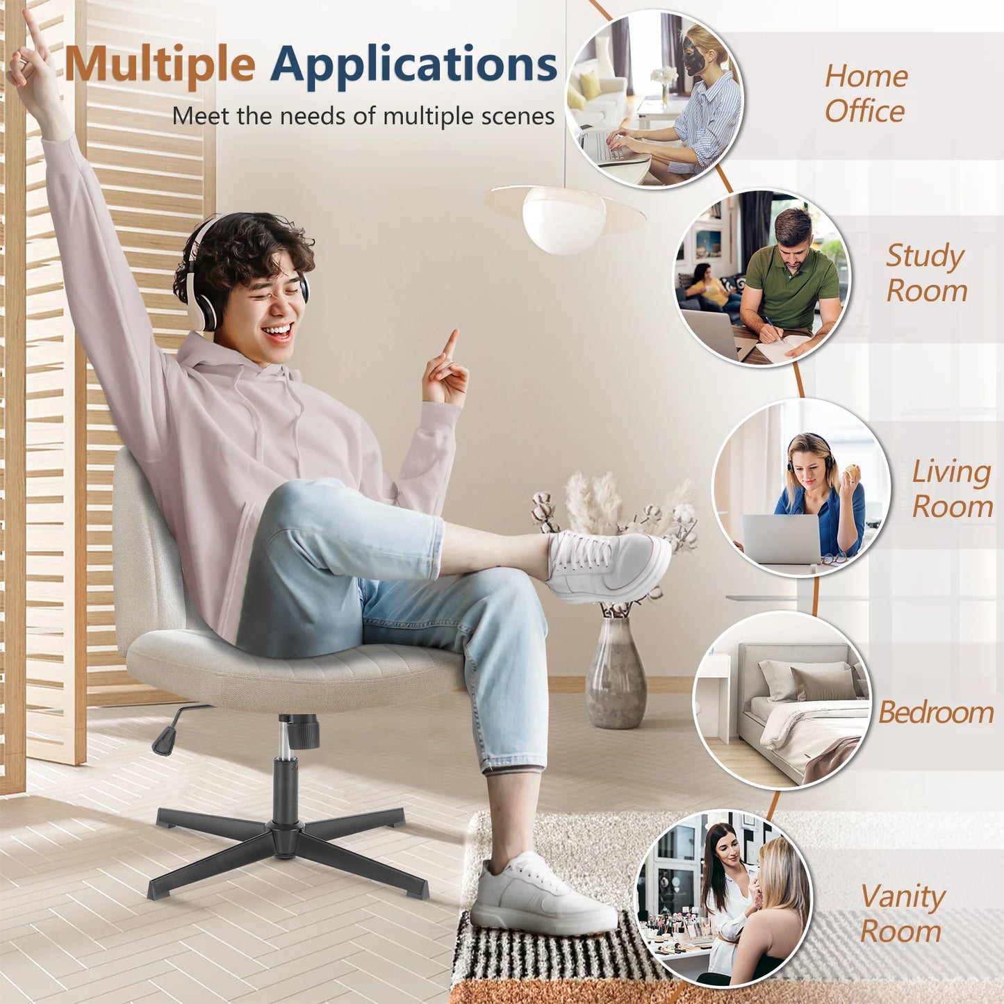 Armless Wide Desk Chair with Dual-Purpose Base - Alia's Home Things  