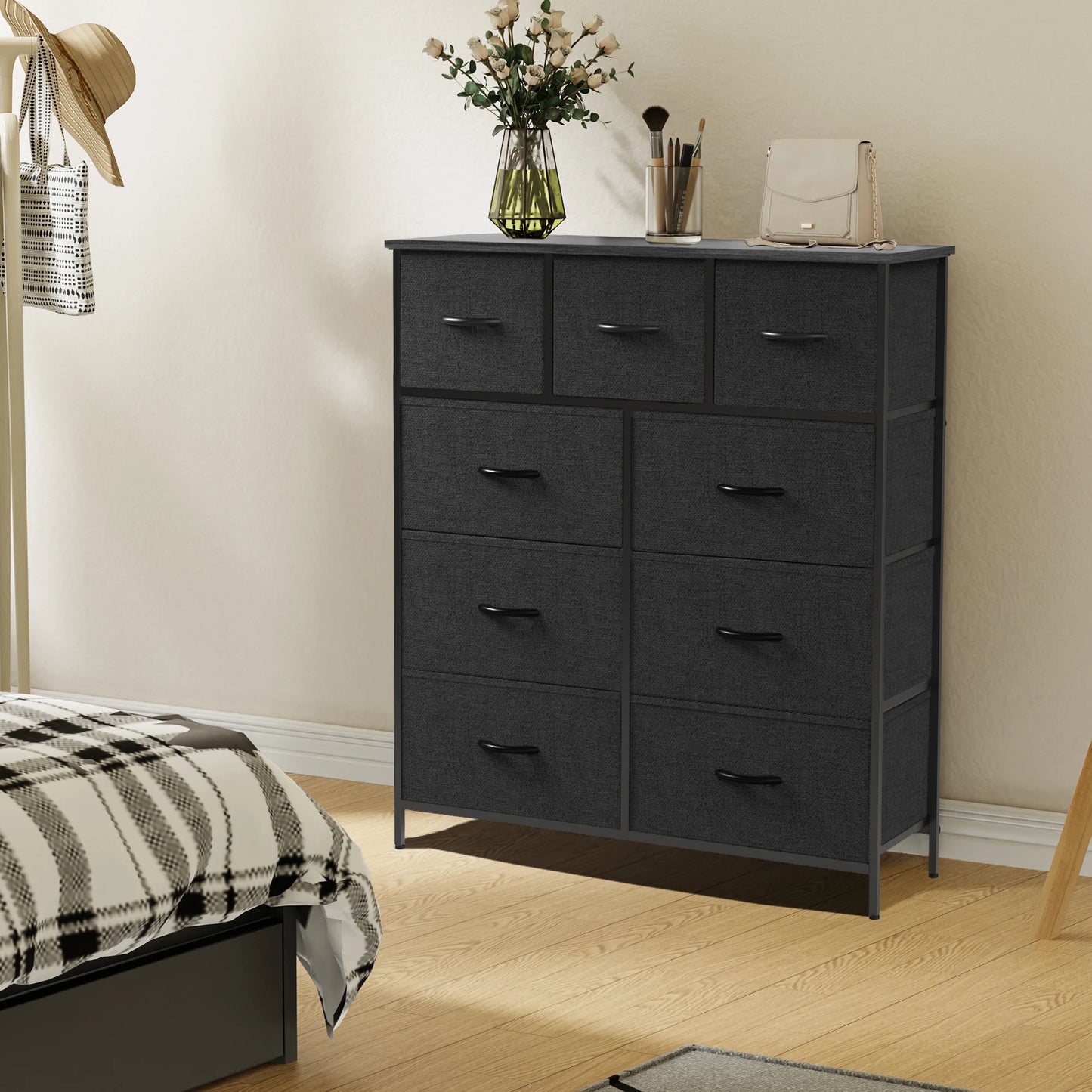 Dresser For Bedroom With 9 Fabric Storage Drawers - Alia's Home Things  