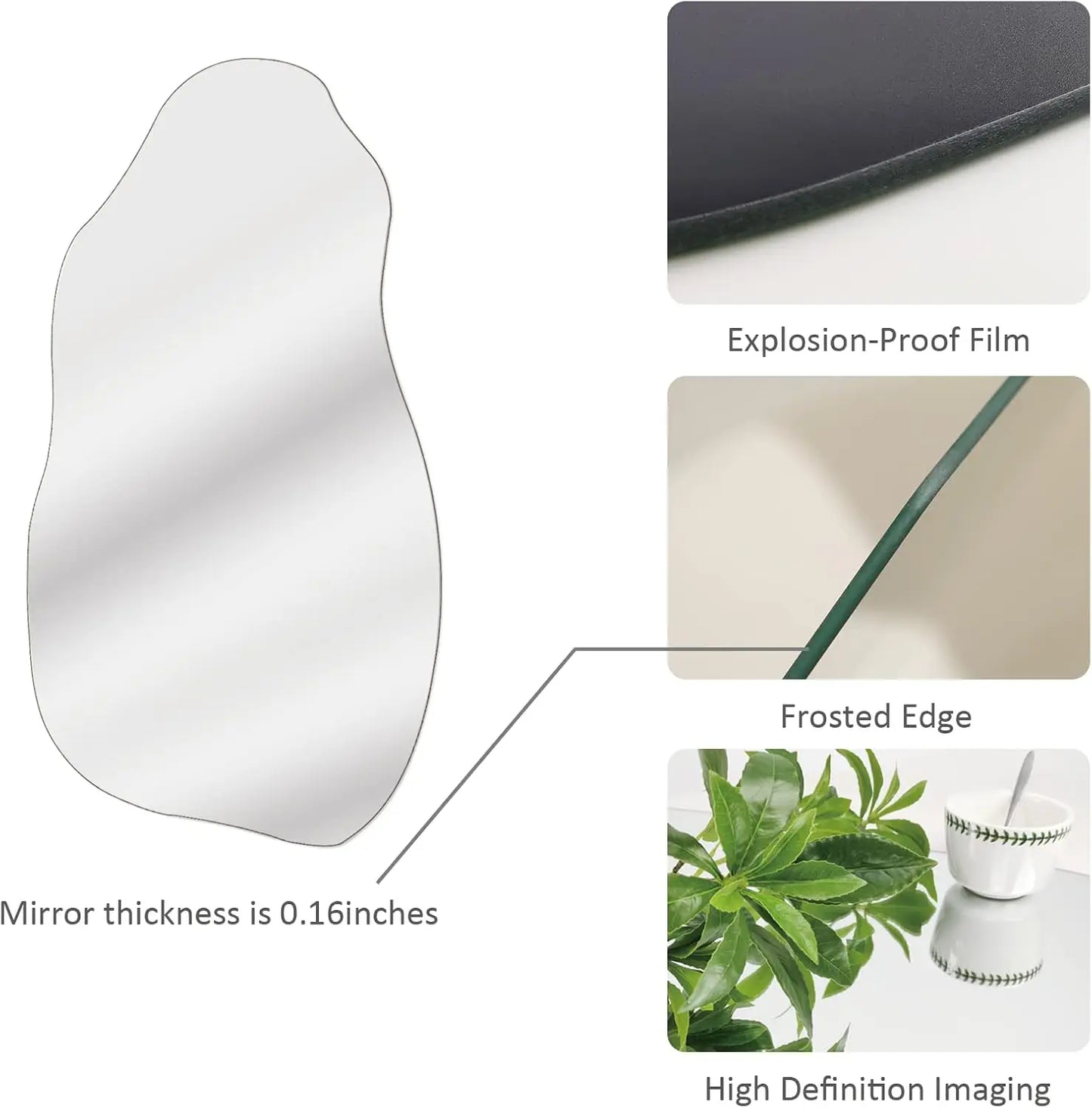 Irregular Asymmetrical Wall Mirror (Hook Style,31.5''x17.7'') - Alia's Home Things  