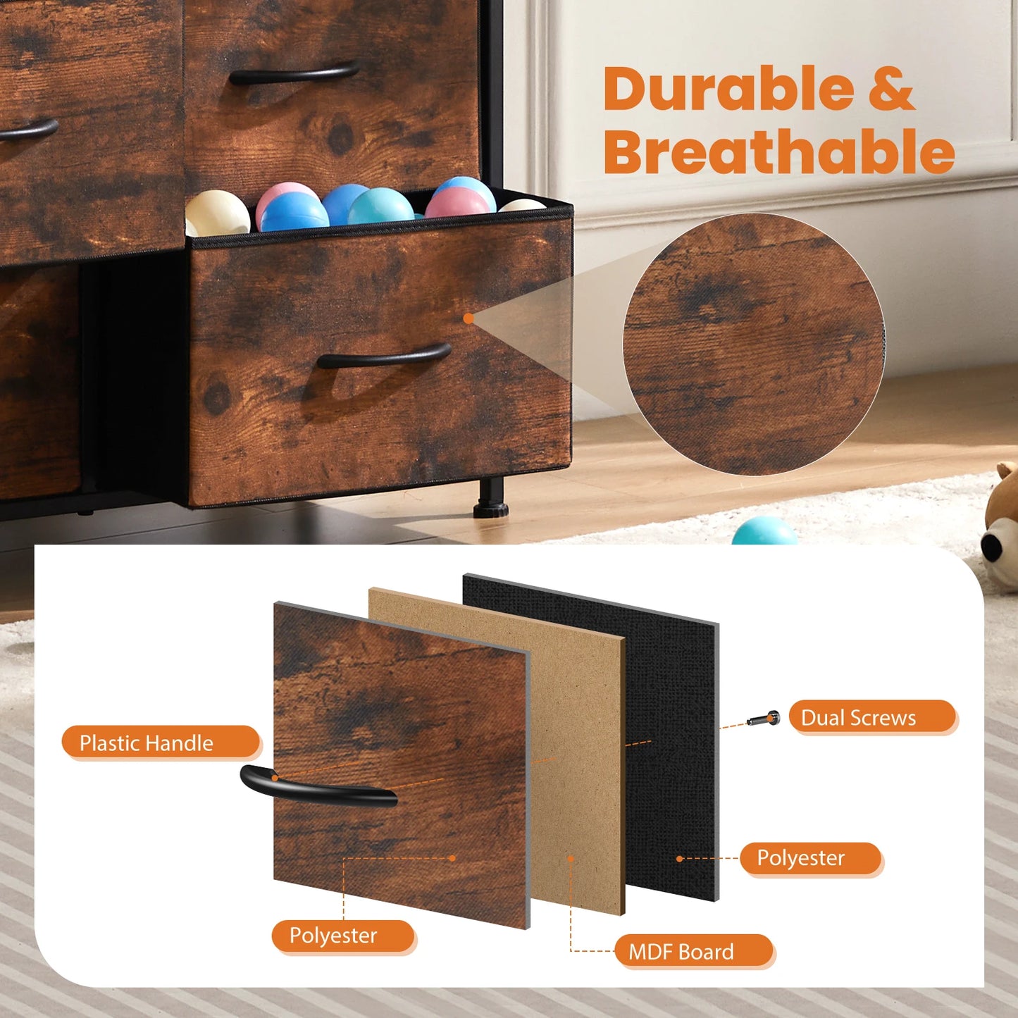 Dresser For Bedroom With 9 Fabric Storage Drawers - Alia's Home Things  