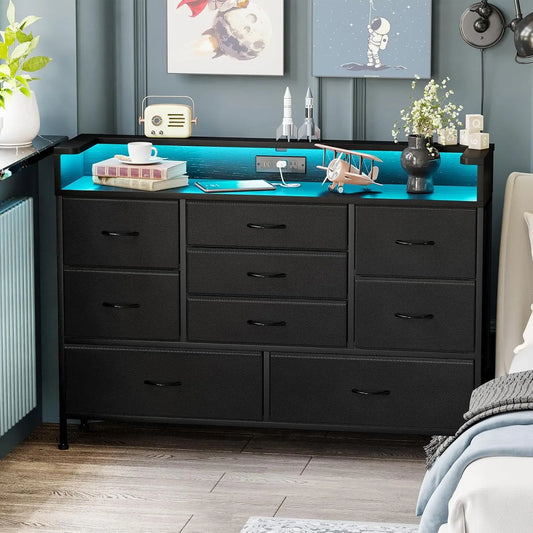 Dresser with 9 Drawers and Charging Station - Alia's Home Things  