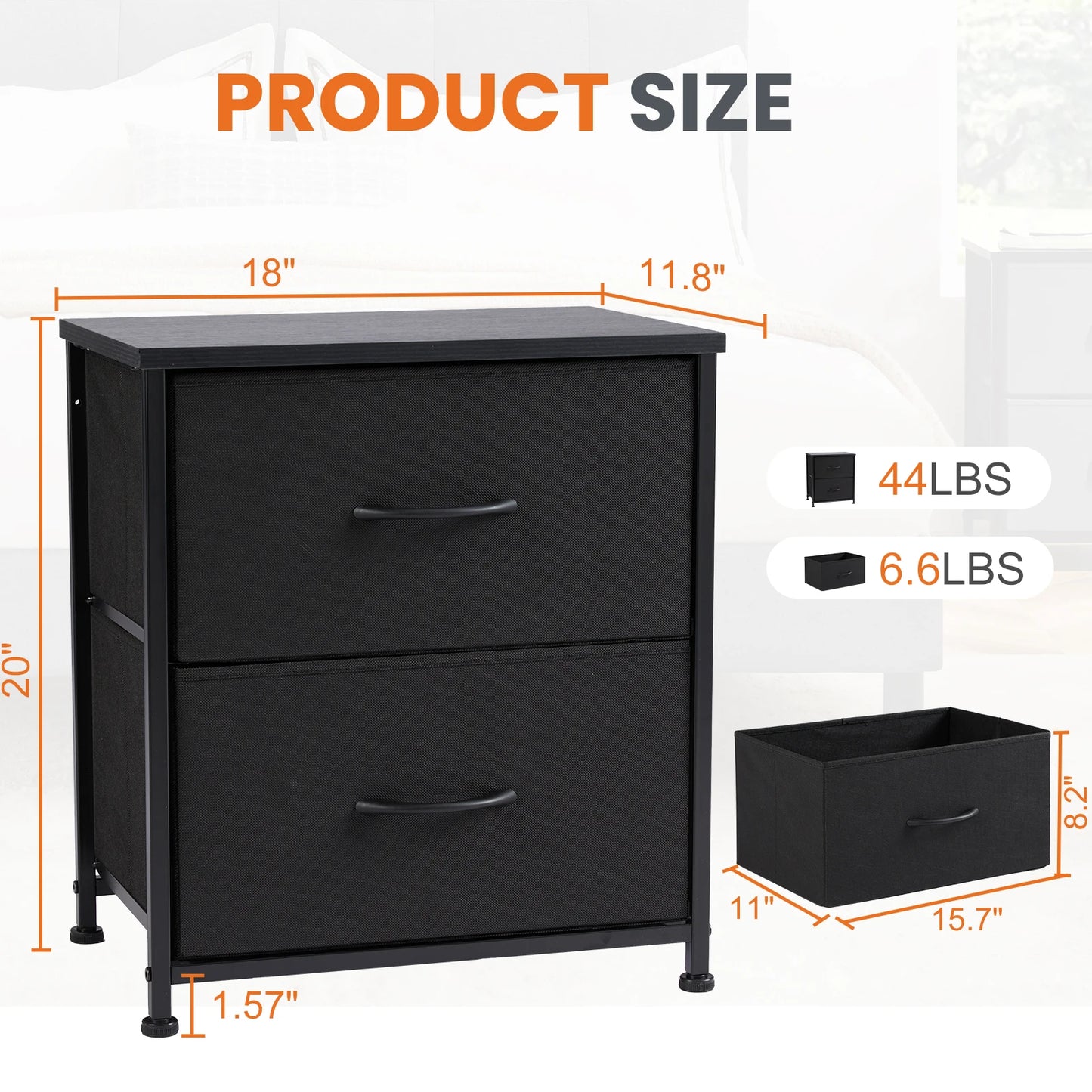 Nightstand With 2 Fabric Drawers - Alia's Home Things  