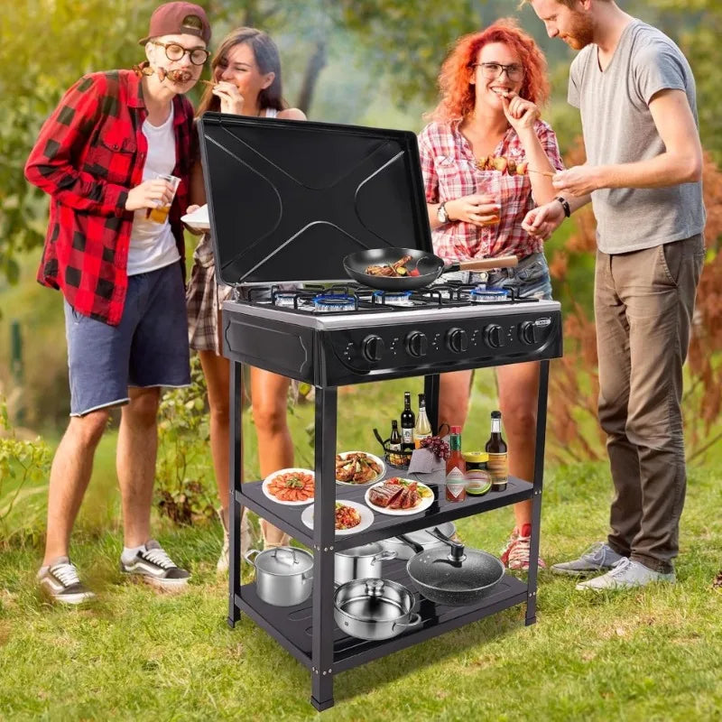Natural Gas Stove Outdoor 5-Burner with 2-Placement Boards - Alia's Home Things  