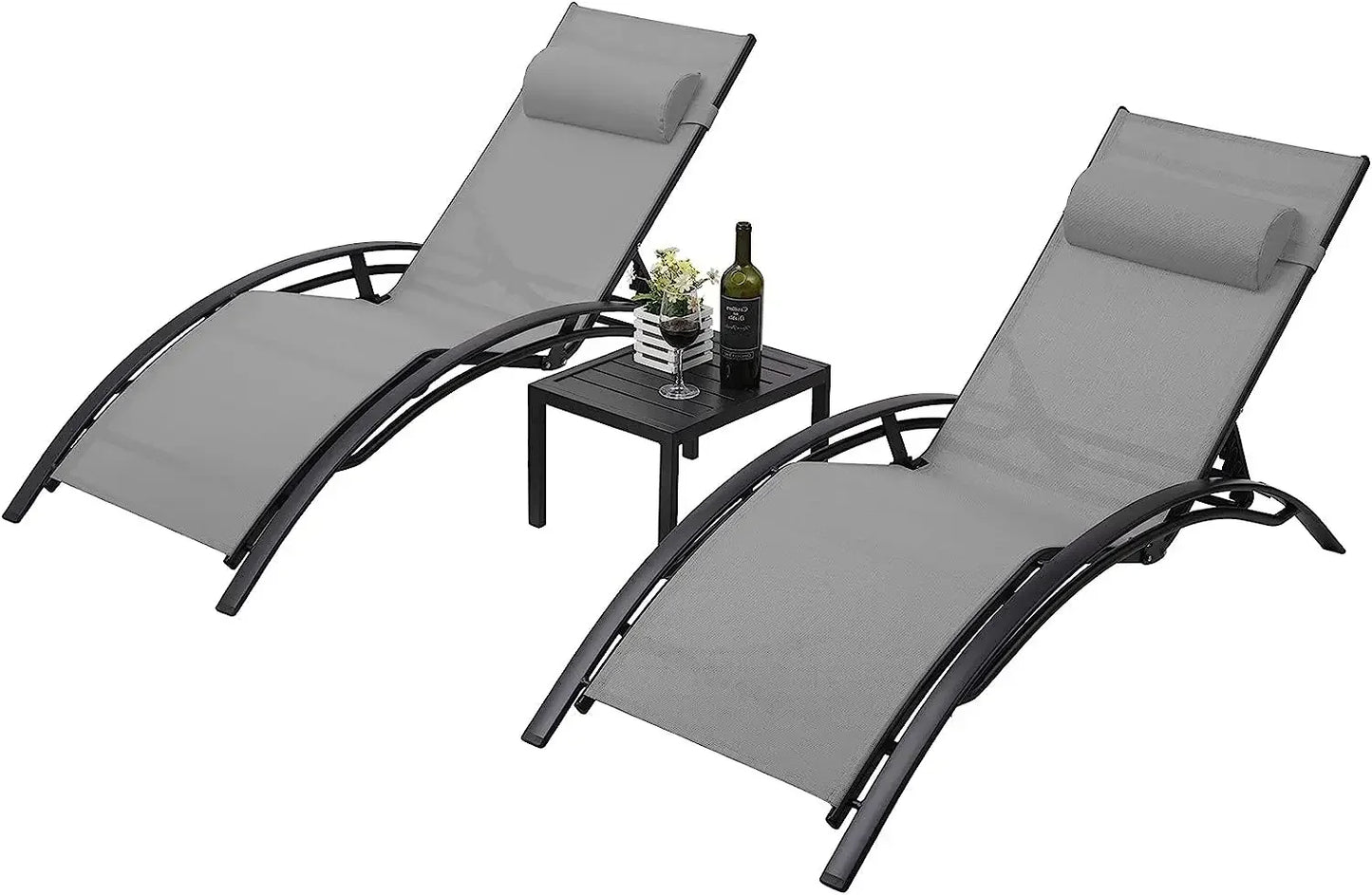 3PCS Pool Chairs W/Side Tables - Alia's Home Things  