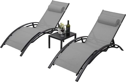 3PCS Pool Chairs W/Side Tables - Alia's Home Things  