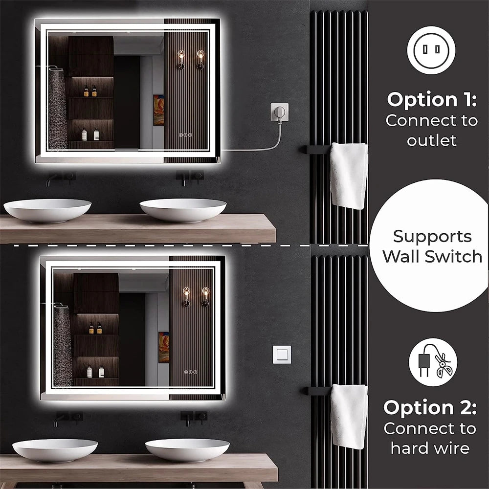 Wisfor LED Bathroom Mirror With Front Backlit Dimmable - Alia's Home Things  