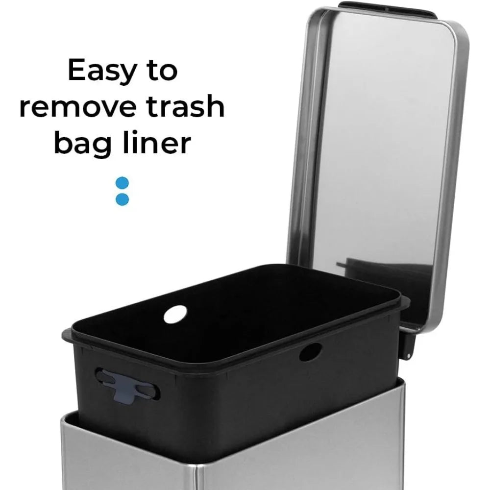 8 Gallon Slim Kitchen Trash Can, Stainless Steel - Alia's Home Things  