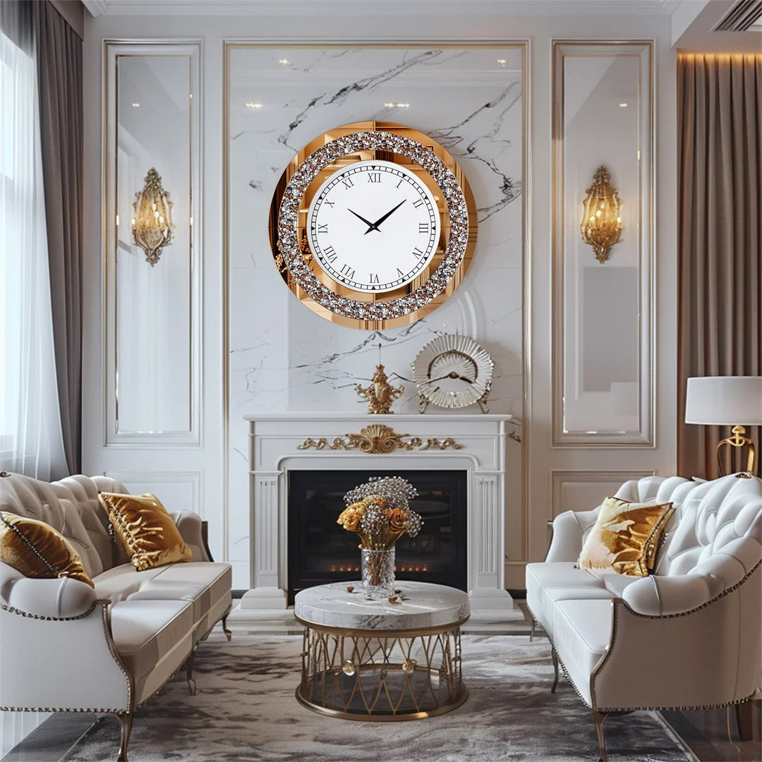 LUVODI Sparkle Bling Round Diamond Wall Clock - Alia's Home Things  