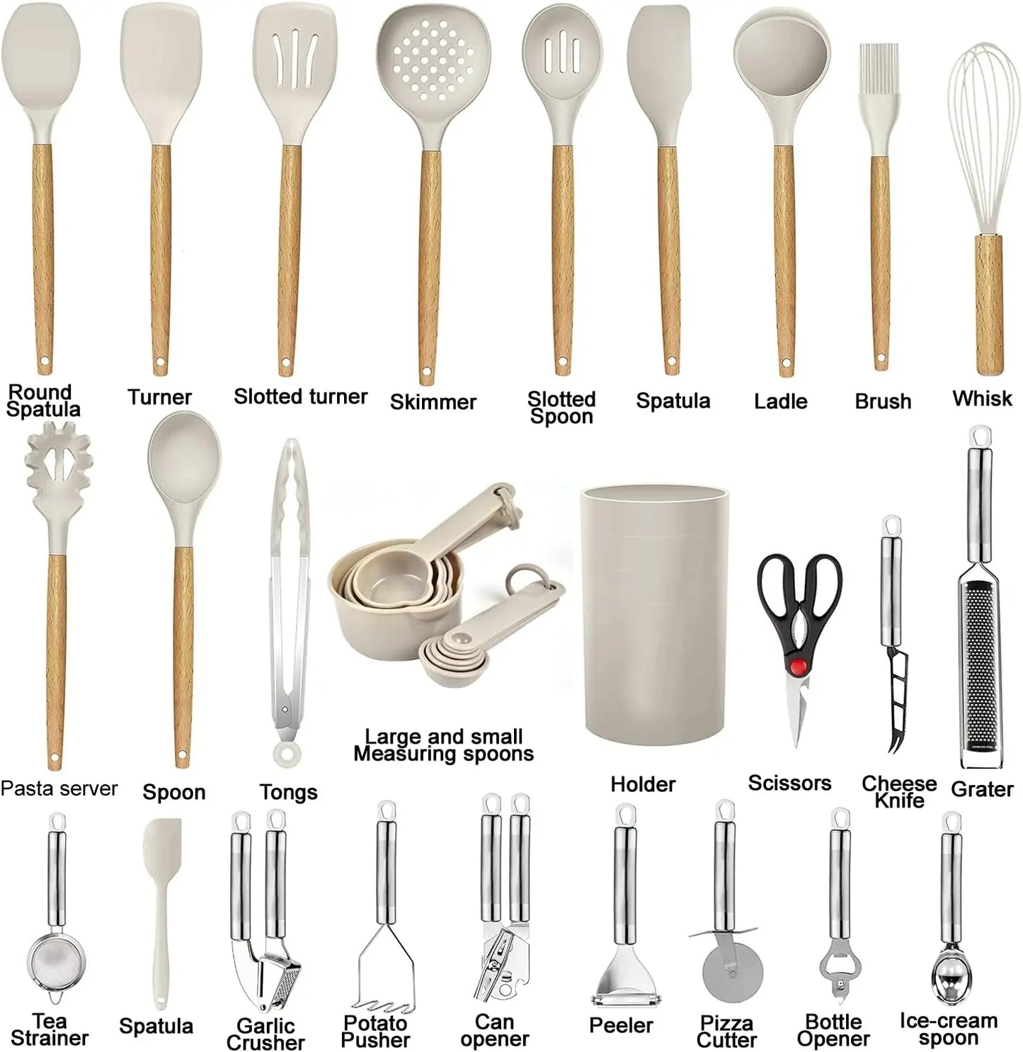 Utensils Set- 35 PCs Heat Resistant Food Grade Silicone - Alia's Home Things  