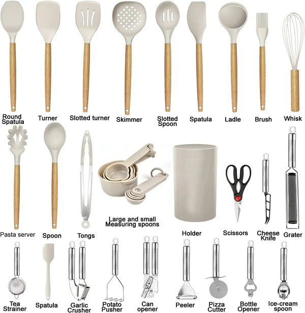 Utensils Set- 35 PCs Heat Resistant Food Grade Silicone - Alia's Home Things  