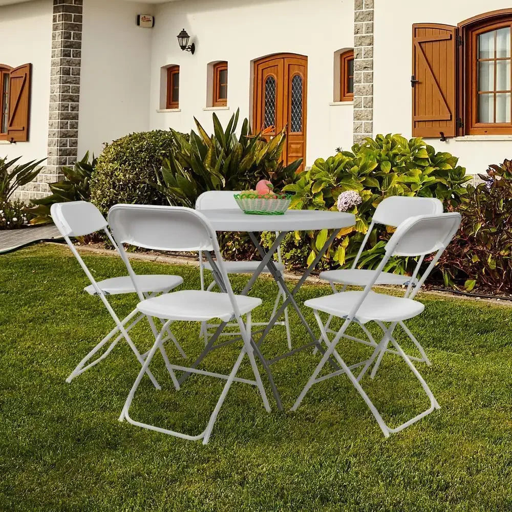 Plastic Folding Chairs Stackable - White/Black - Alia's Home Things  