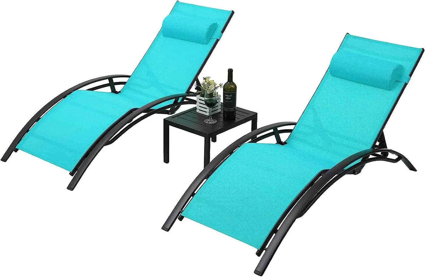 3PCS Pool Chairs W/Side Tables - Alia's Home Things  