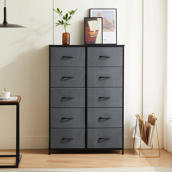 JHK Bedside Table For Bedroom With 10 Fabric Drawers - Alia's Home Things  