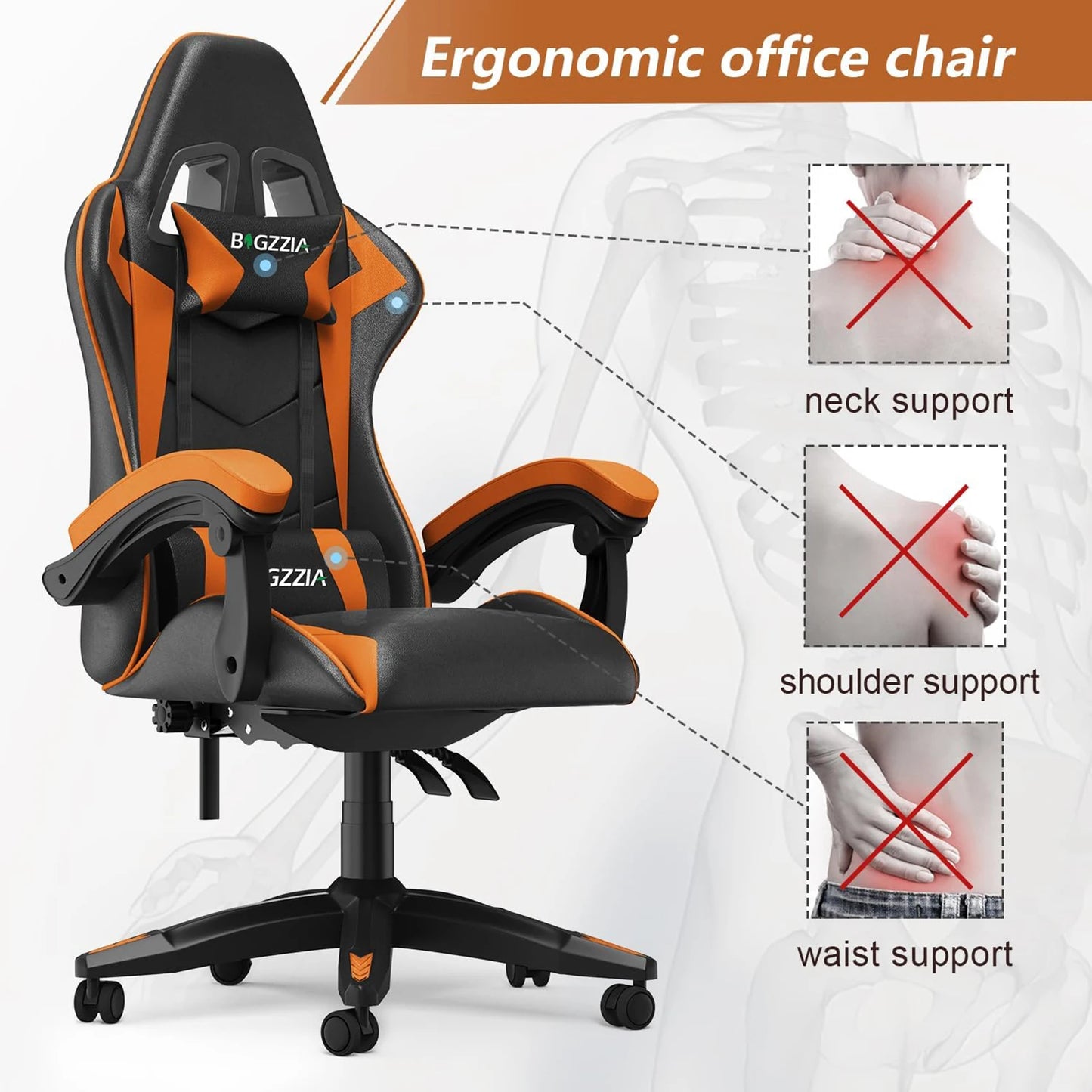 Ergonomic PU Leather Computer Desk Chair - Alia's Home Things  