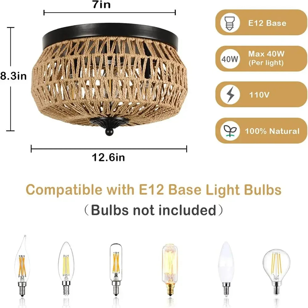 Classic Bamboo Lustre Chandelier Hanging Lamp Handmade - Alia's Home Things  