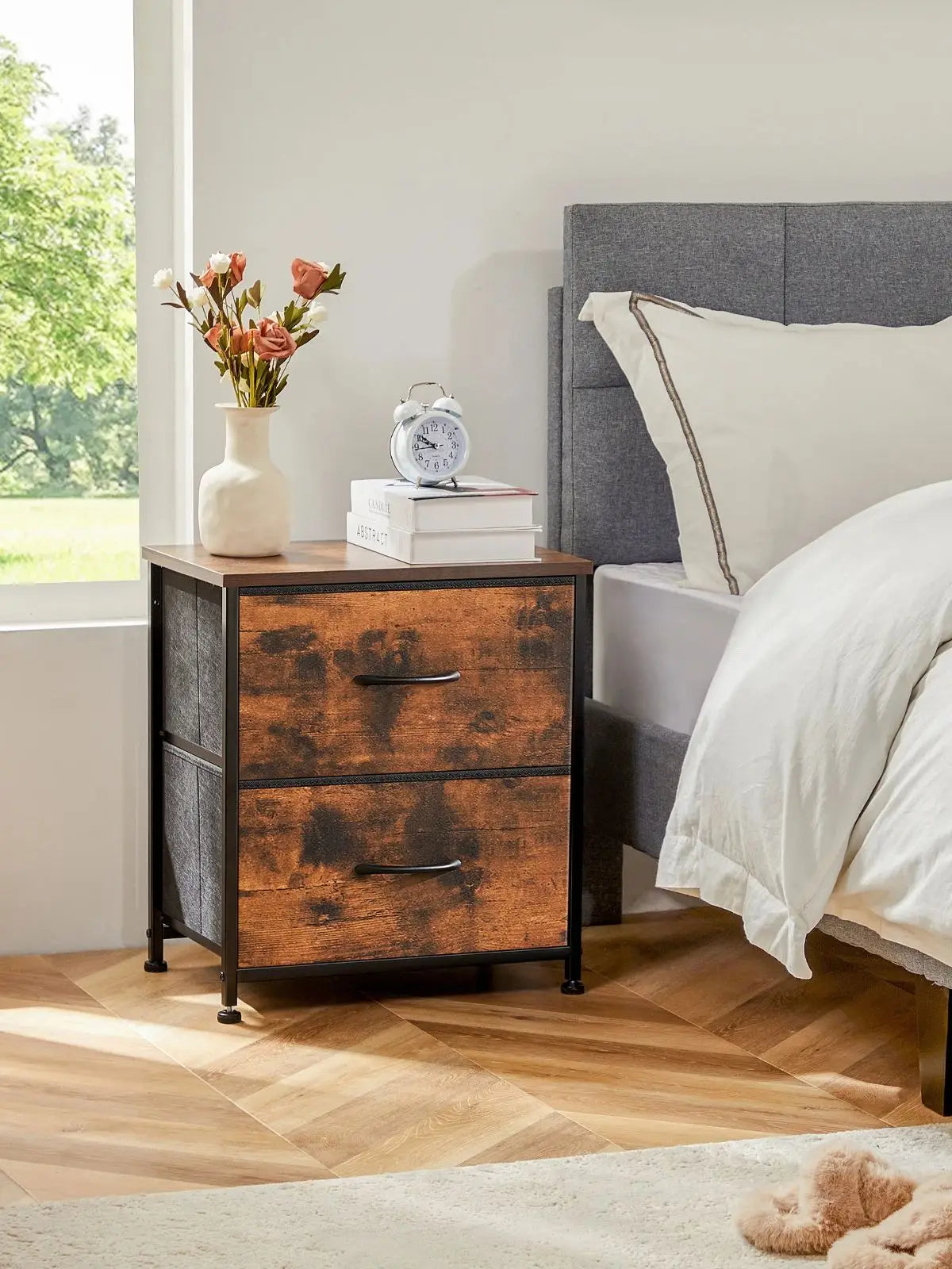 Nightstand With 2 Fabric Drawers - Alia's Home Things  