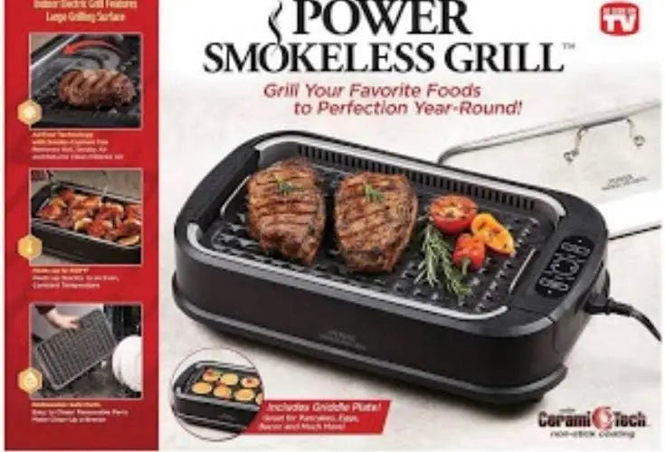 Smokeless Indoor Electric Grill With Tempered Lid - Alia's Home Things  