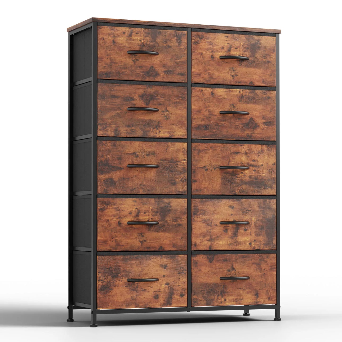 JHK Bedside Table For Bedroom With 10 Fabric Drawers - Alia's Home Things  