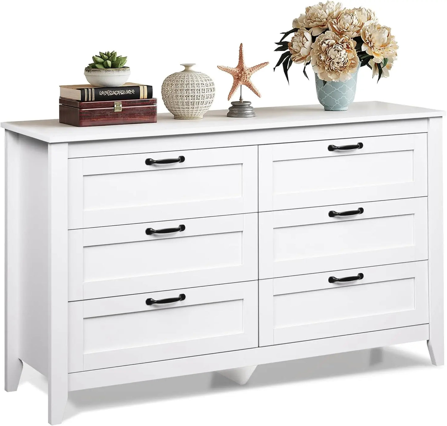 6 Drawer Dresser, Retro with Metal Handle - Alia's Home Things  