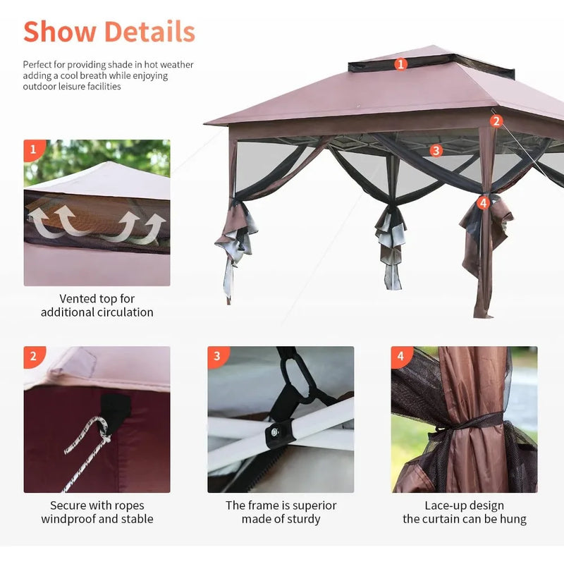 10'x10' Canopy Gazebo with Mosquito Netting - Alia's Home Things  