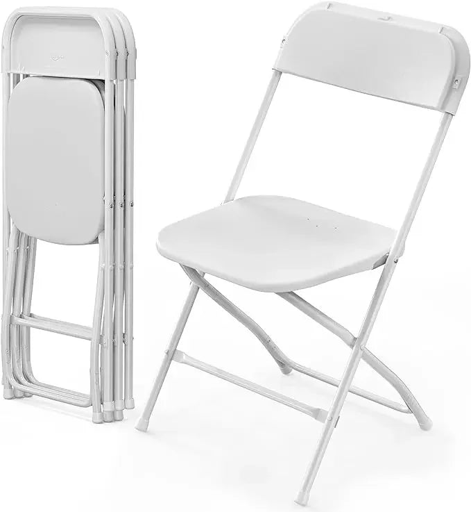 Plastic Folding Chairs Stackable - White/Black - Alia's Home Things  