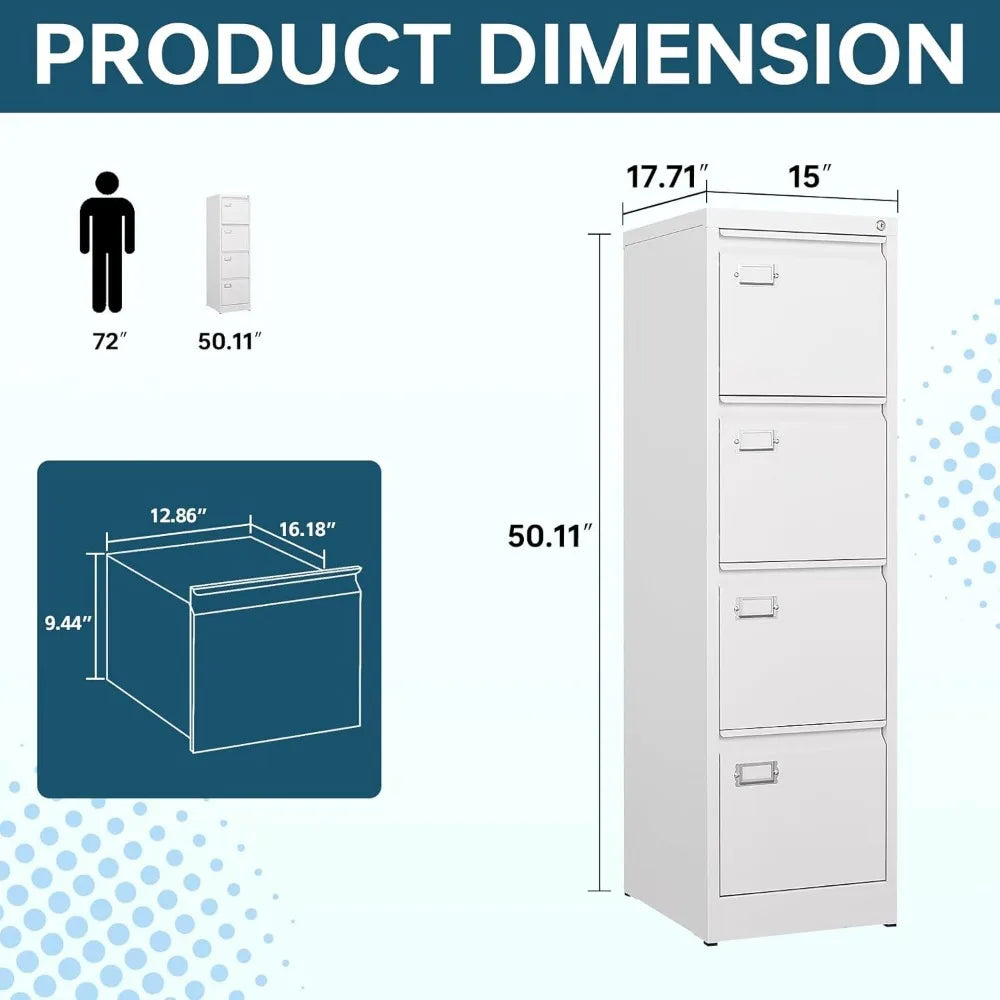 File Cabinet, White Vertical Filing Cabinets with Lock - Alia's Home Things  