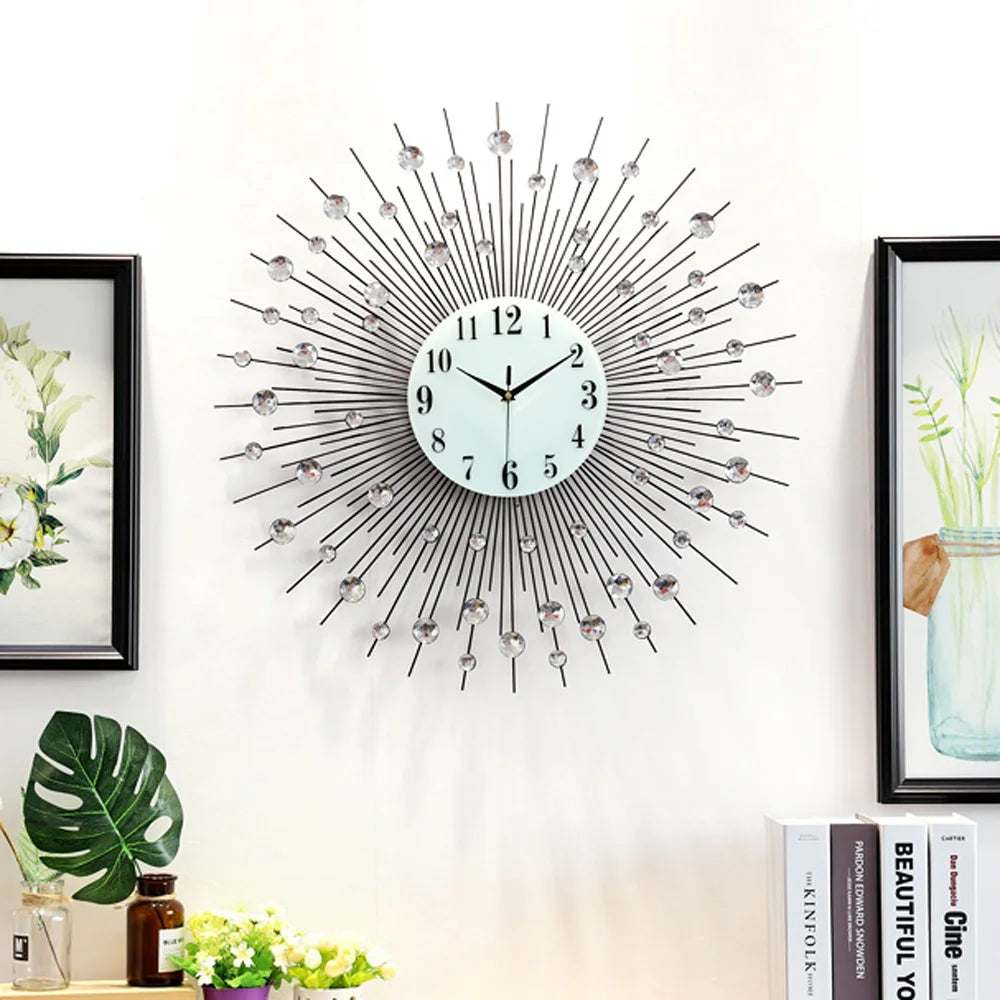Vintage Metal Sunburst Round Wall Clock Large Morden - Alia's Home Things  
