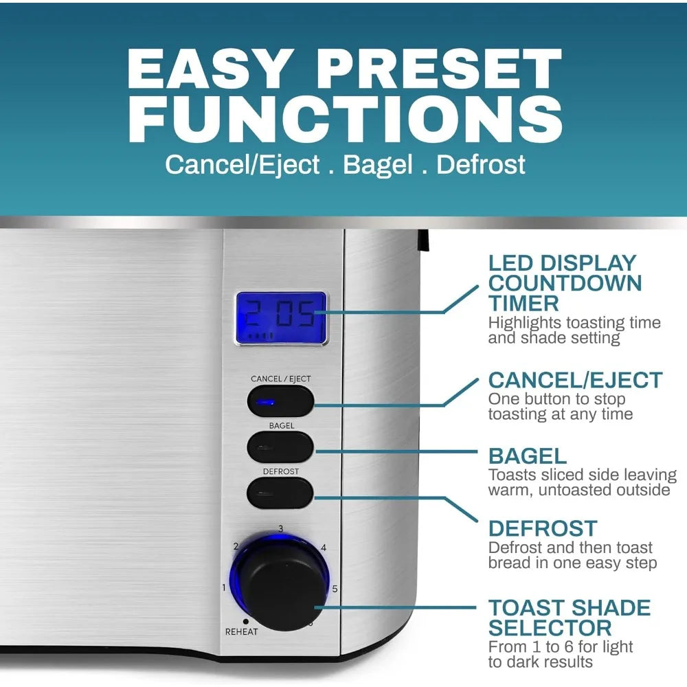 Long Slot 4 Slice Toaster, Countdown Timer - Alia's Home Things  