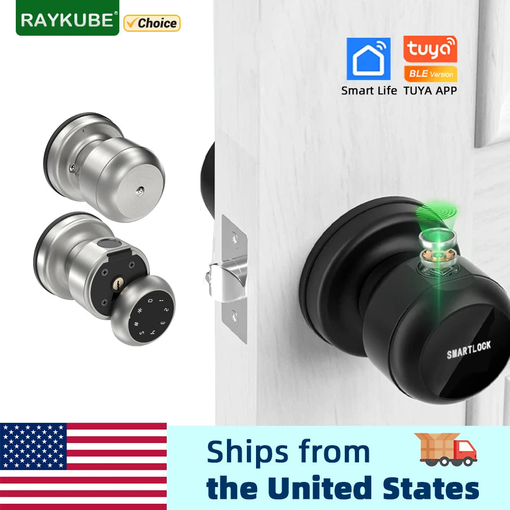 Round Knob Fingerprint Smart Lock - Alia's Home Things  