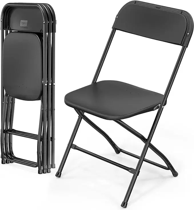 Plastic Folding Chairs Stackable - White/Black - Alia's Home Things  
