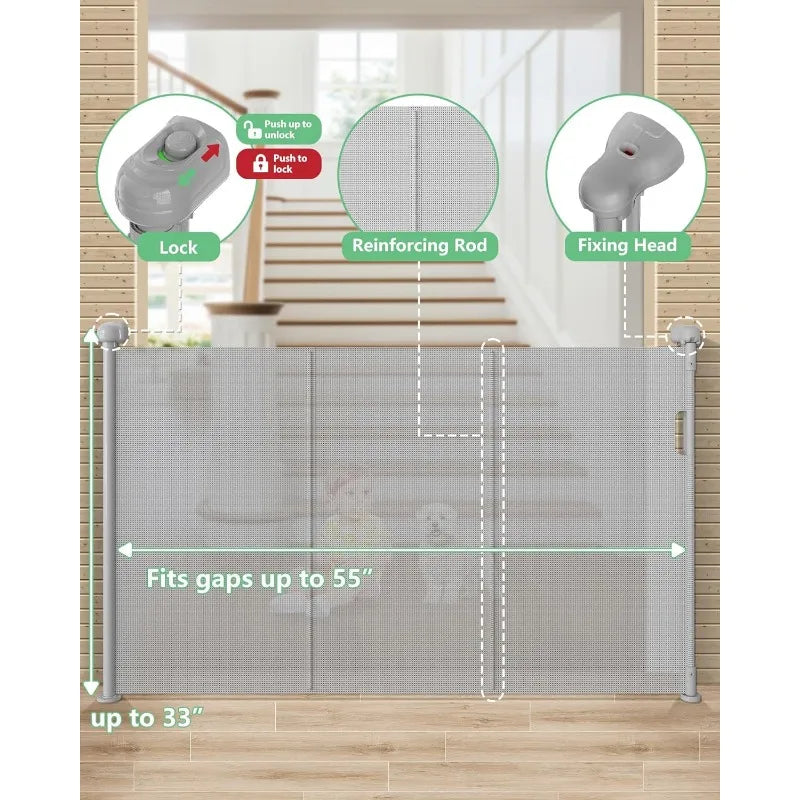 Extended Retractable Baby Gate, 78 Inch Extra Wide - Alia's Home Things  