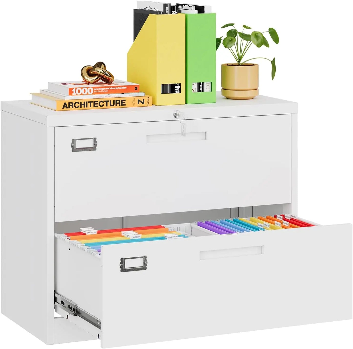 File Cabinet, White Vertical Filing Cabinets with Lock - Alia's Home Things  