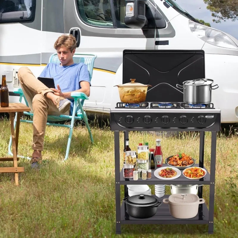 Natural Gas Stove Outdoor 5-Burner with 2-Placement Boards - Alia's Home Things  