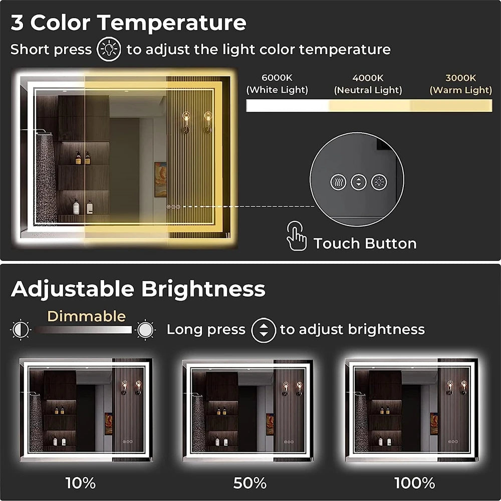 Wisfor LED Bathroom Mirror With Front Backlit Dimmable - Alia's Home Things  