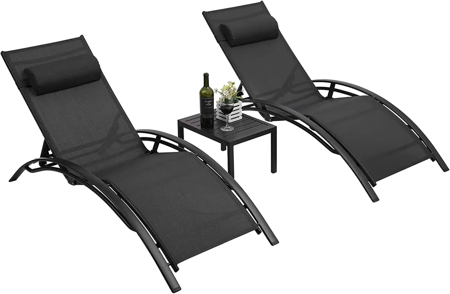 3PCS Pool Chairs W/Side Tables - Alia's Home Things  
