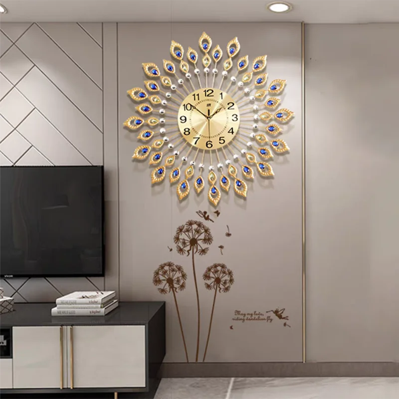 Luxury Large Clock 3D Peacock Retro Wall Decor - Alia's Home Things  