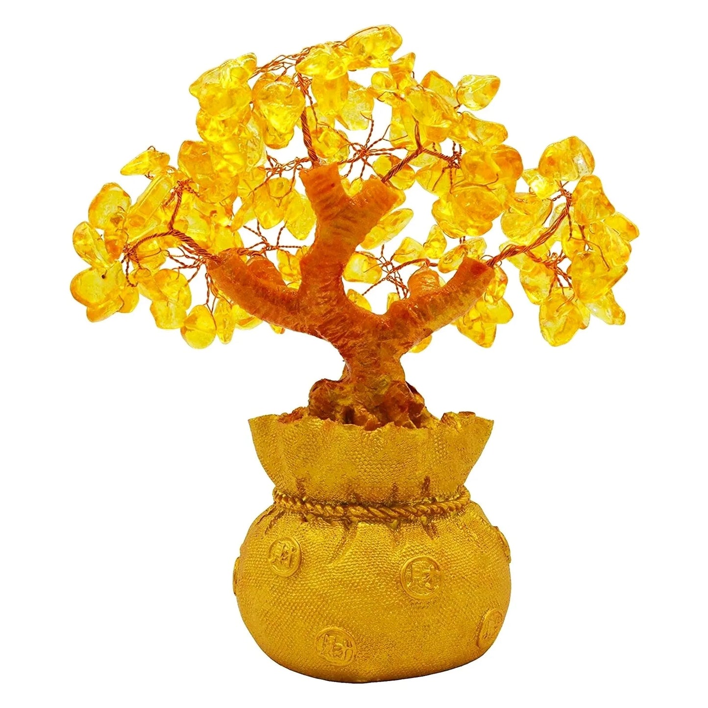 Crystal Money Bag Tree Figurine Yellow Lucky Wealth - Alia's Home Things  