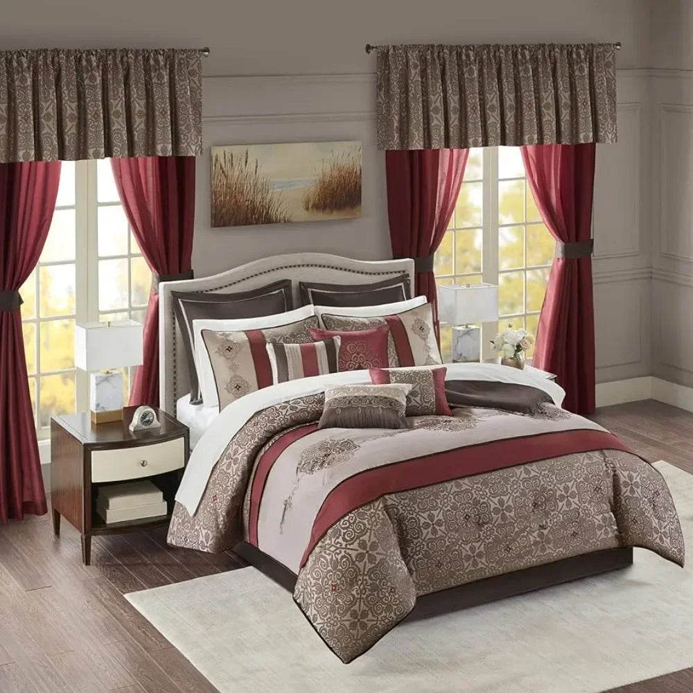 24-piece Comforter Set-Satin Jacquard - Alia's Home Things  