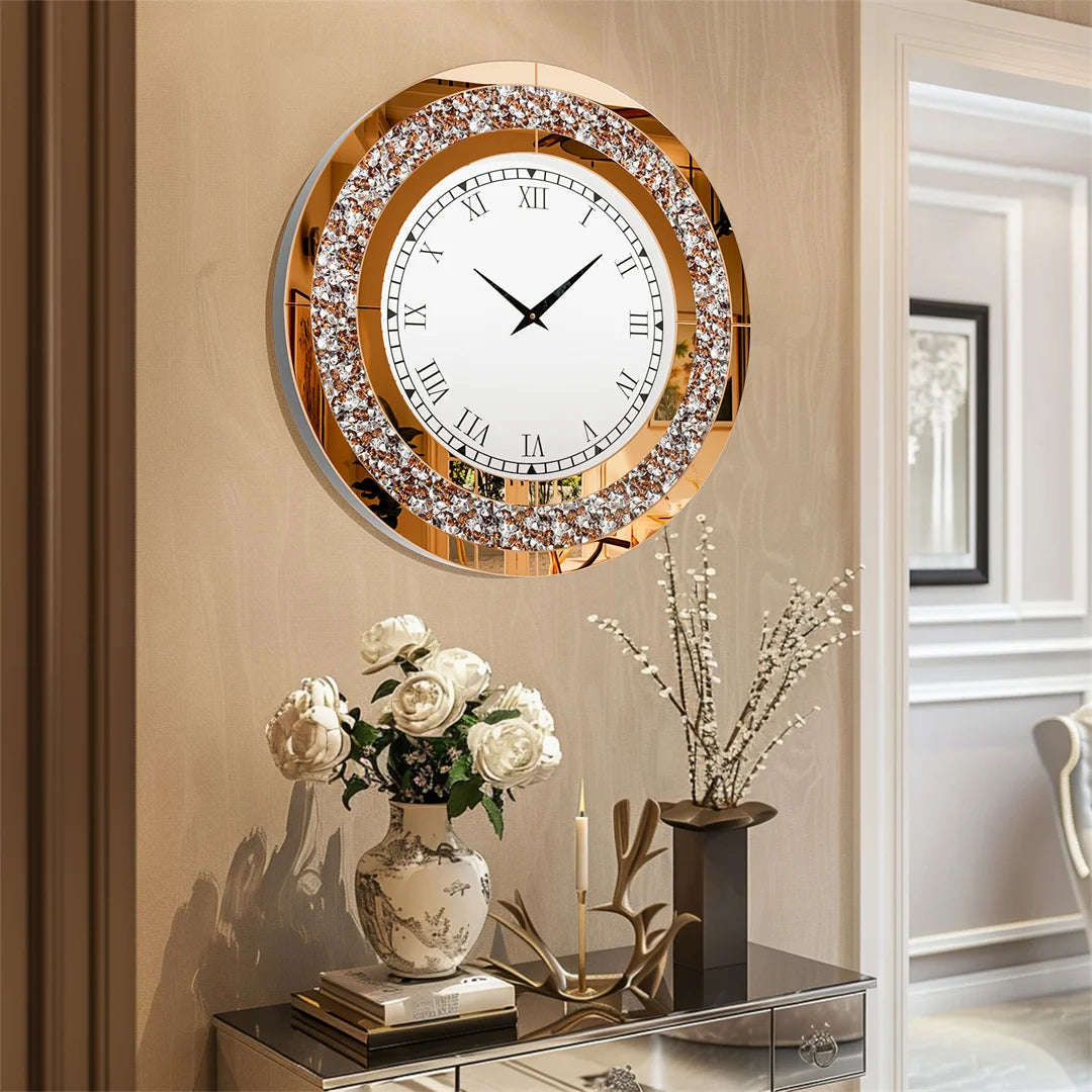 LUVODI Sparkle Bling Round Diamond Wall Clock - Alia's Home Things  